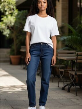 IMAN Global Chic Luxury Denim Dark Wash Straight Leg Jeans Women’s Size L